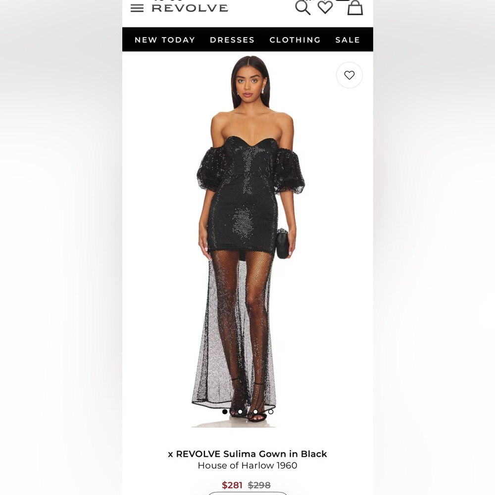 REVOLVE House of Harlow Off-Shoulder Black Sequin Mini Gown with Sheer Overlay